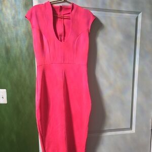 Source Unknown Vibrant Pink Midi Dress